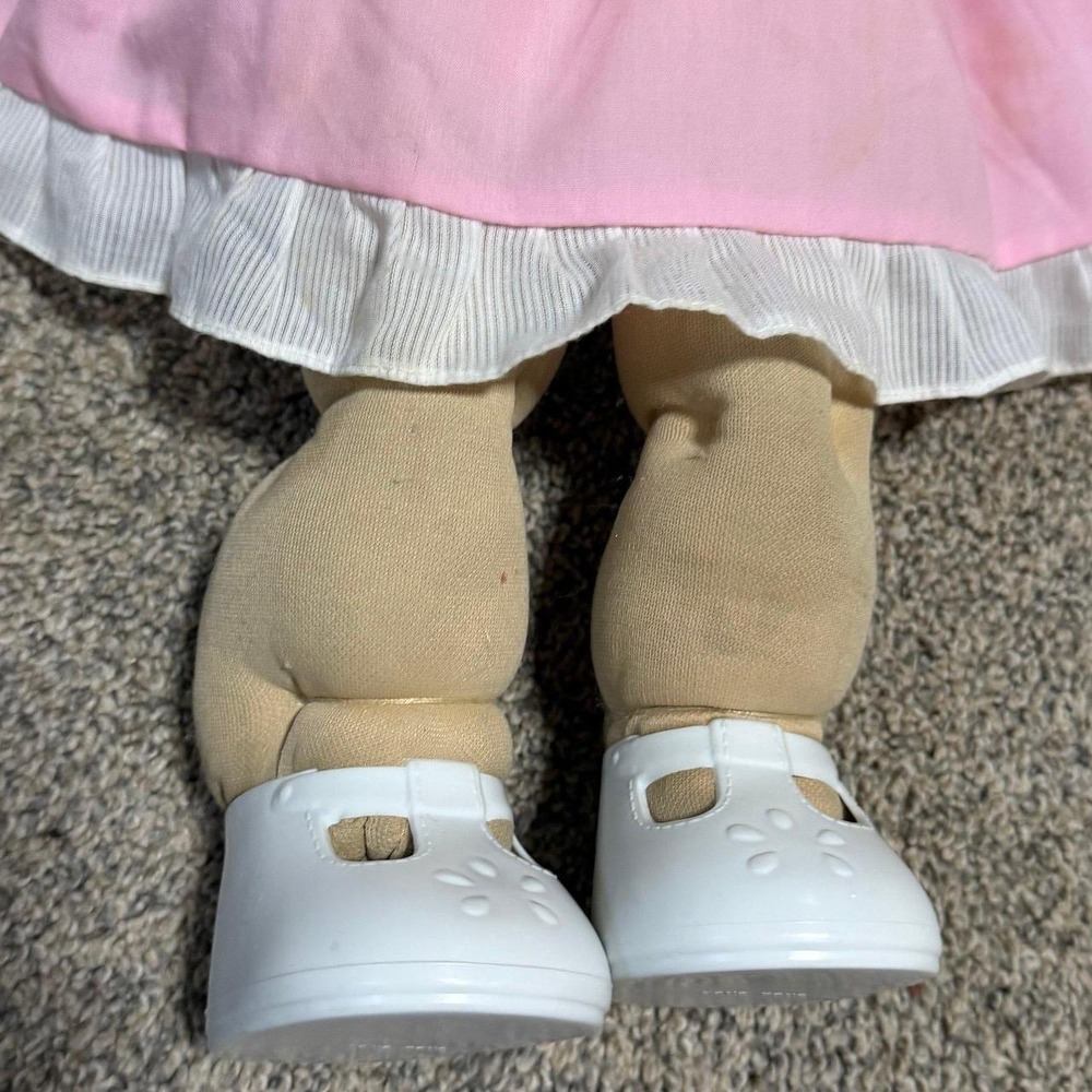 Vintage Cabbage Patch Kids Red Yarn Hair Doll Pink Dress Blue Shoes 1982 - Picture 2 of 7